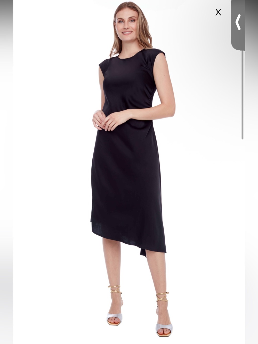 Black Asymmetric Cap-Sleeve Dress - Women